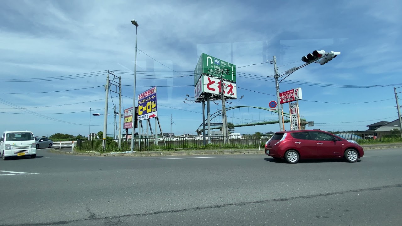 【側面展望】バス車窓：佐原駅〜水郷佐原あやめパーク：あやめ祭りシャトルバス