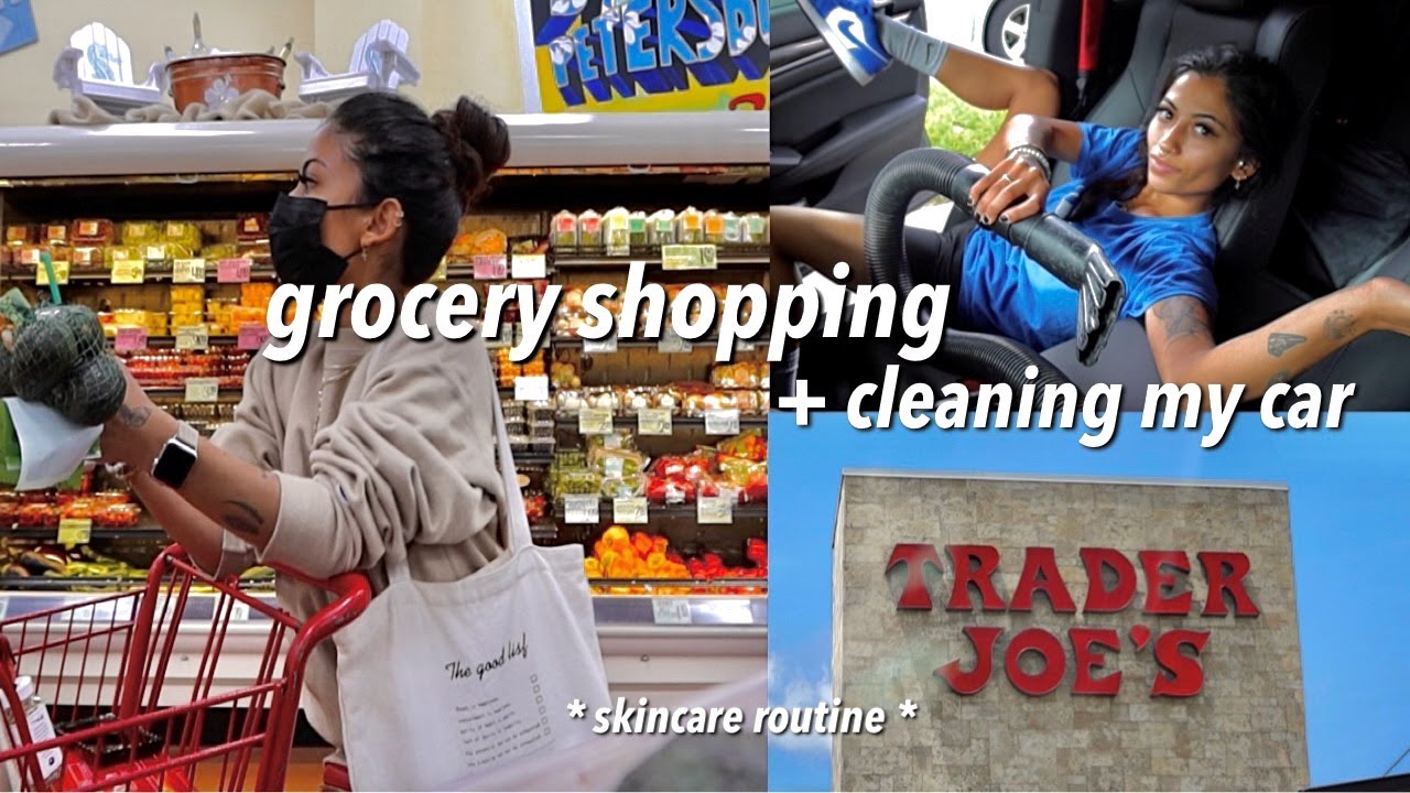ANOTHER grocery shopping *VLOG* + CLEANING MY CAR + night skincare routine