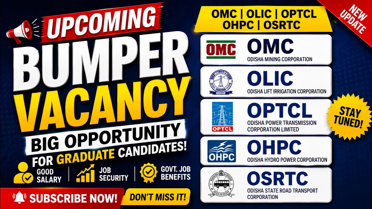 BUMPER VACANCY STATE PSU || OMC, OLIC, OPTCL, OHPC || Info Odisha Official