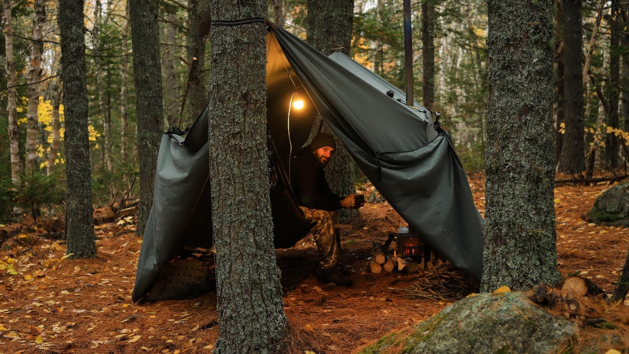 Hammock Hot Tent Camping In Rain And Wind