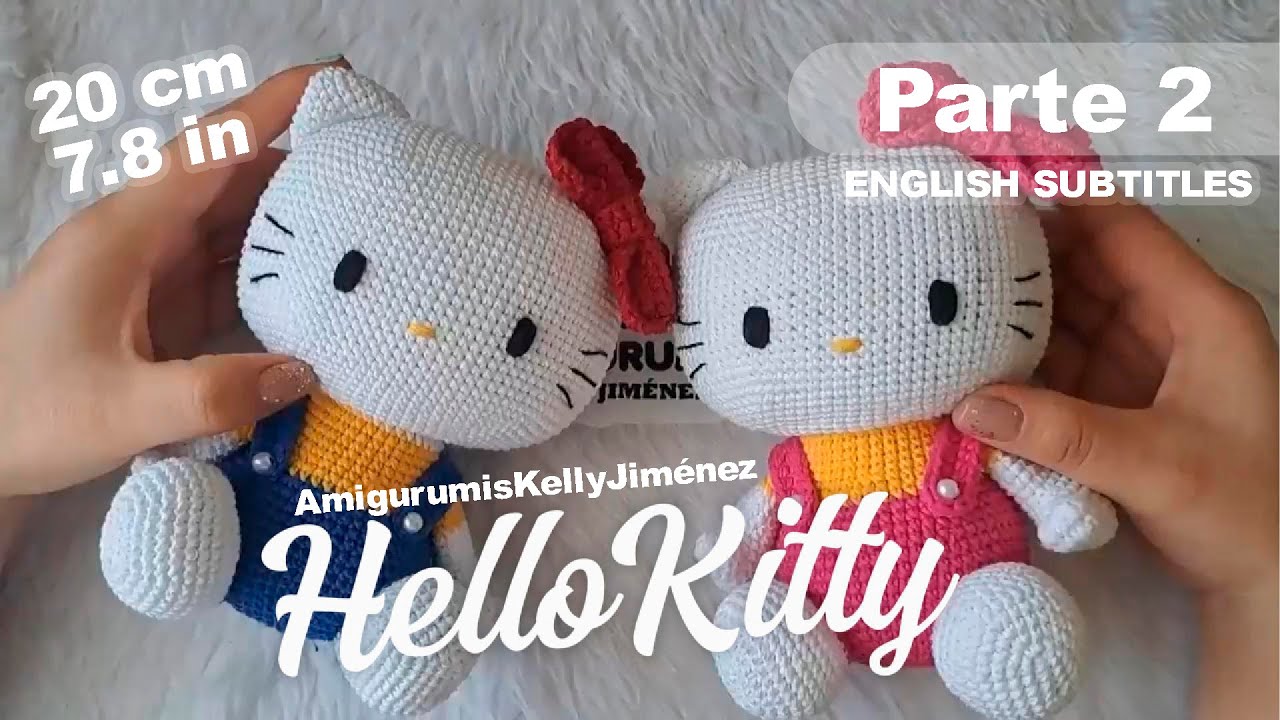 Hello Kitty tejida a crochet / Amigurumi paso a paso/ 20 cm (ENGLISH SUBTITLES) Parte2