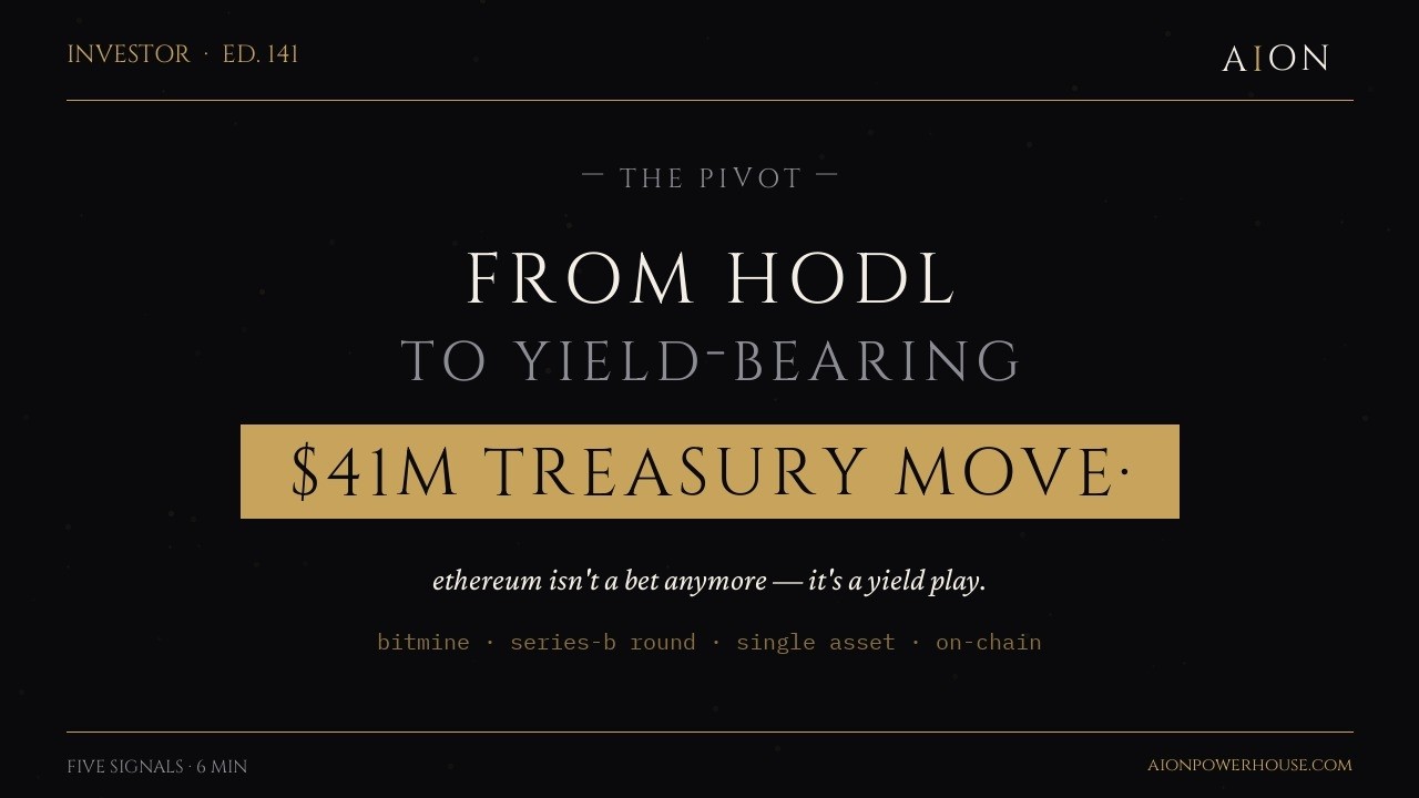 Bitmine just dropped $41M onto Ethereum &mdash; the yield-bearing treasury thesis investors must price in