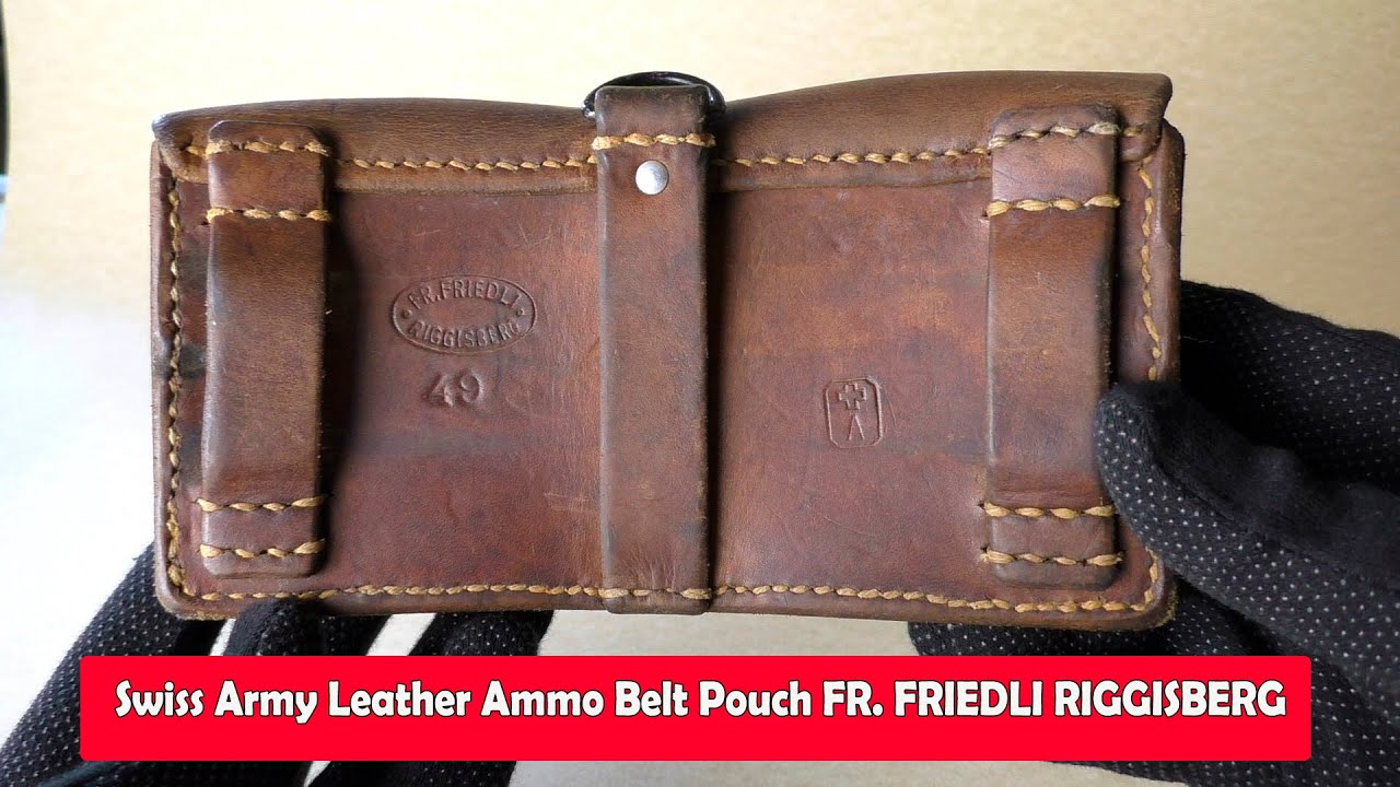 Old Swiss Army Leather Ammo Belt Pouch FR. FRIEDLI RIGGISBERG