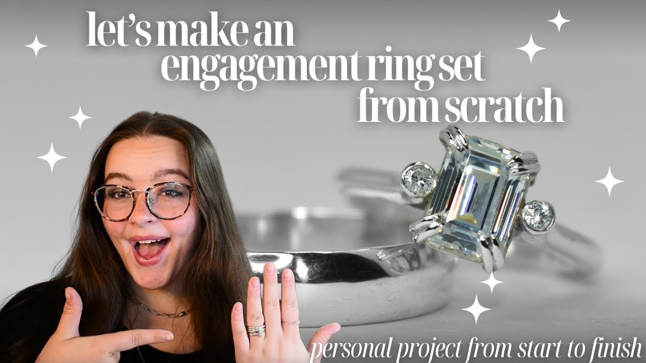 Let's Make an Engagement Ring Set From Scratch | 3 Stone Emerald Cut Engagement Ring & Wedding Band
