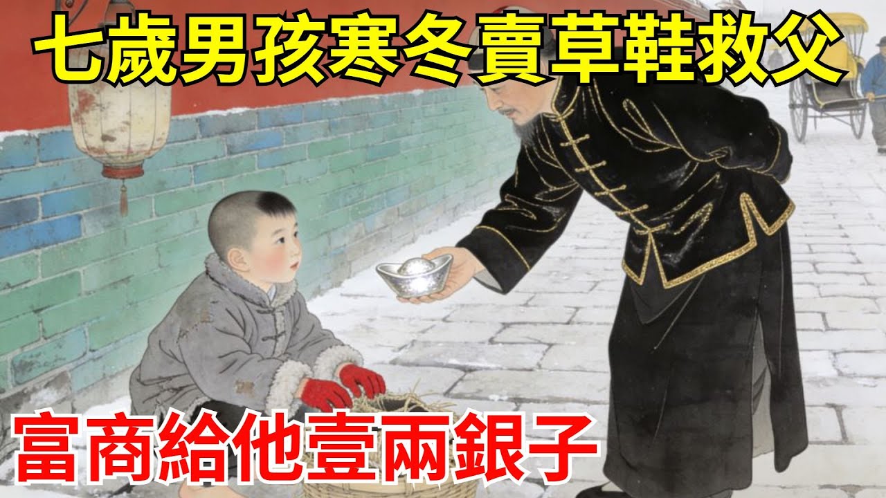 七歲男孩寒冬賣草鞋救父，富商給他壹兩銀子。十年後富商破產跪街乞討，少年駕八駕馬車停在他面前：這壹兩，我還您一座城！#故事頻道#聽書#民間故事#說書#善有善報#爽文