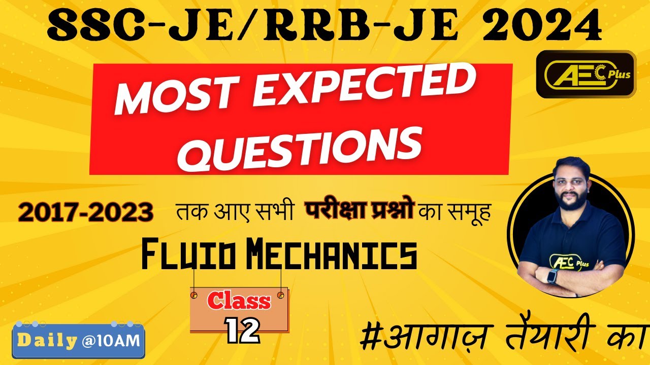 Fluid Mechanics | Most Expected Questions - Part 12 | SSC JE 2024 & RRB JE 2024 | Civil Engineering