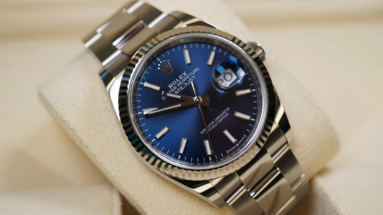 Распаковка и обзор 4K Rolex Datejust 126234, синий циферблат, браслет Oyster, 36 мм, белое золото...