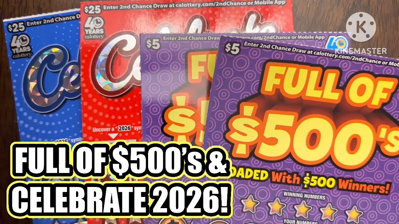 Множество лотерейных билетов по 500 долларов и празднование 2026 года! Лотереи CA Scratchers