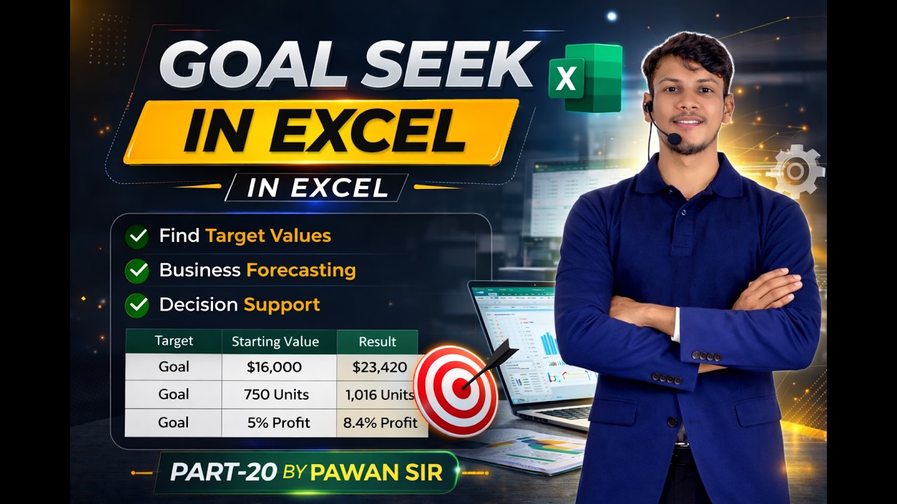 Goal Seek in Excel | Ek Click Me Target Value Kaise Nikale? | By Pawan Sir Part 20 #excel #goalseek