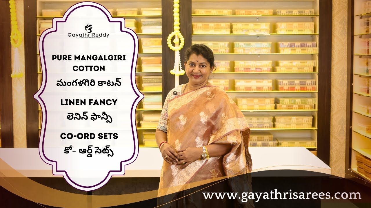 Pure Mangalgiri Cotton, Linen Fancy Sarees & Co-ord Sets | #GayathriReddy |