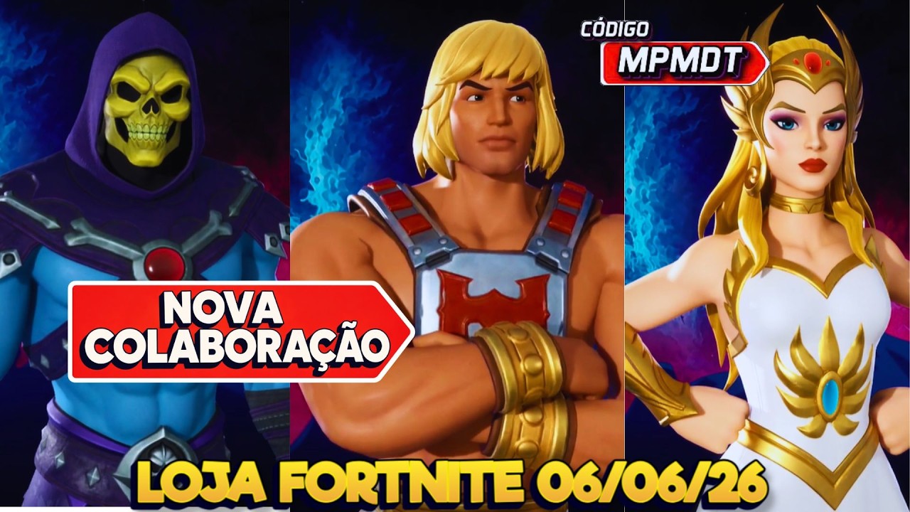 🔥🔥 LINDAS DEMAIS AS NOVAS SKINS MESTRES DO UNIVERSO -  LOJA FORTNITE 06/06/26- LOJA FORTNITE DE HOJE