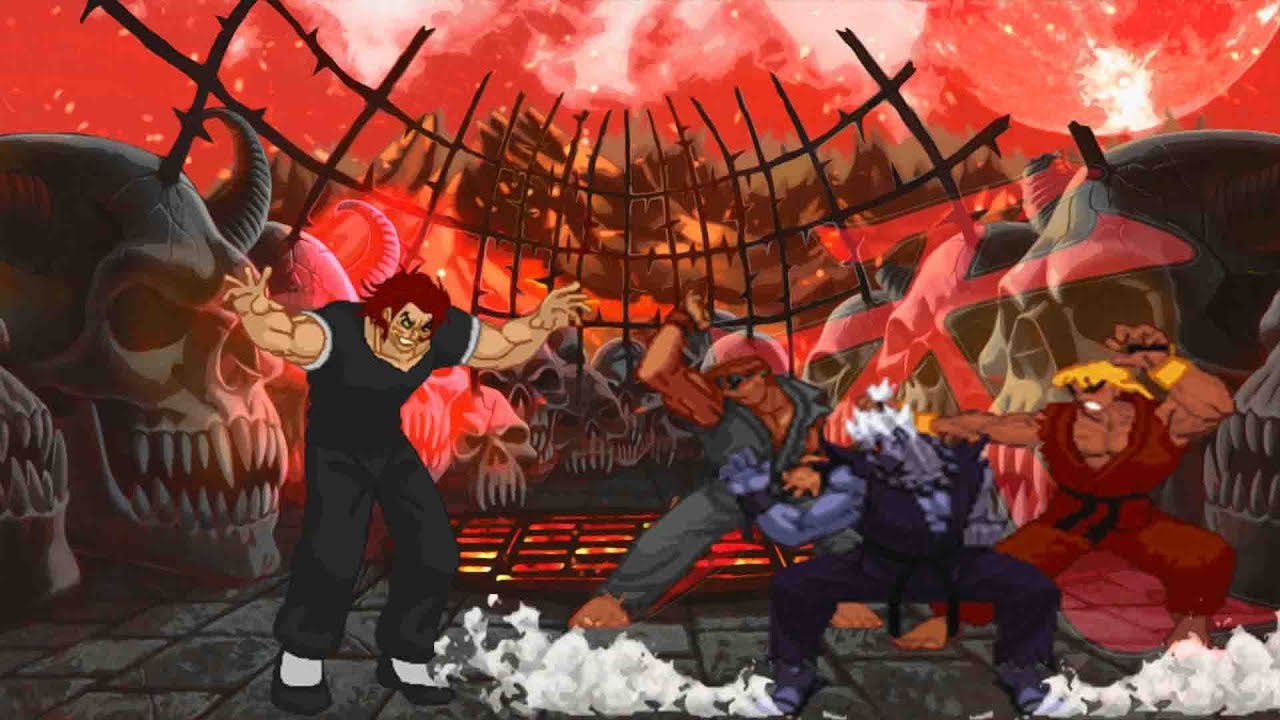 Yujiro Hanma VS. Evil Ryu, Evil Ken and Oni