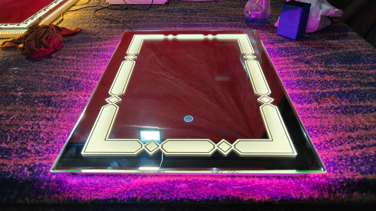 Led Mirror Glass design installation best video.3 light wala shisha kaise|लाइट मिरर ग्लास इंस्टॉलेशन