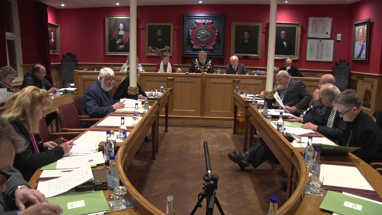 Councillor walks out on full council meeting at The Guild Hall Dartmouth U.K. 04/12/2017
