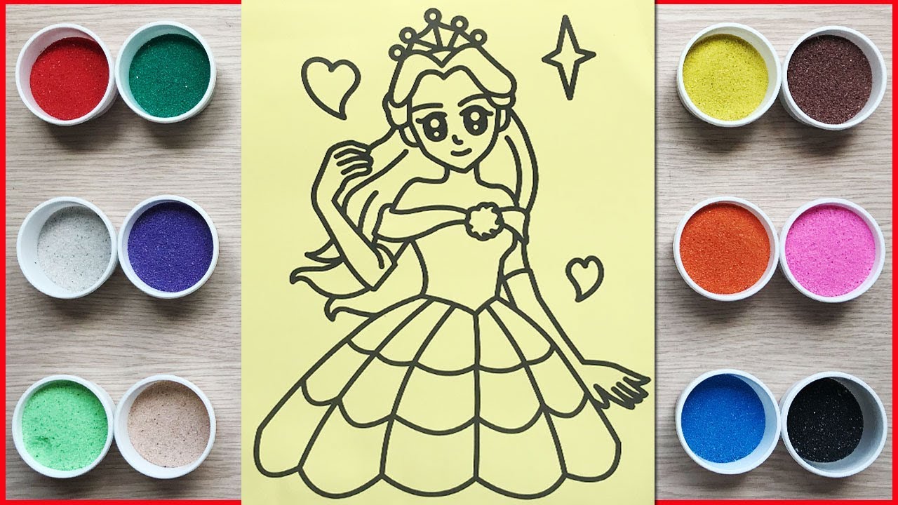 T&Ocirc; M&Agrave;U TRANH C&Aacute;T C&Ocirc;NG CH&Uacute;A XINH ĐẸP - Colored sand painting princess beauty (Chim Xinh)