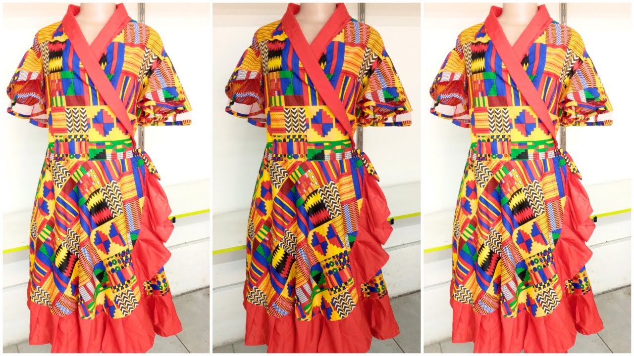 Dress Cutting and stitching /overlap dress, how to cut and sew wrap/overlap dress for xxl