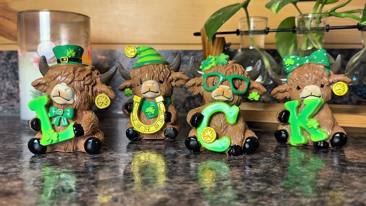Очаровательные фигурки шотландских коров ко Дню Святого Патрика, которые символизируют удачу!
