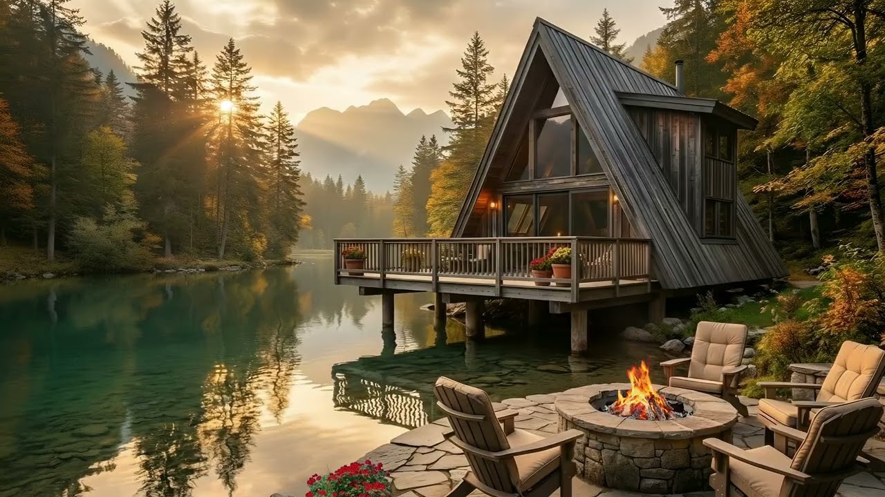 Lakeside Cabin Firepit Ambience for Deep Sleep, Relaxation & Mental Peace
