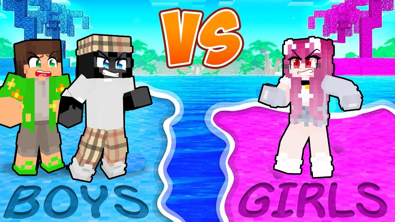 INSULA Baietiilor VS INSULA Fetelor! (Minecraft)