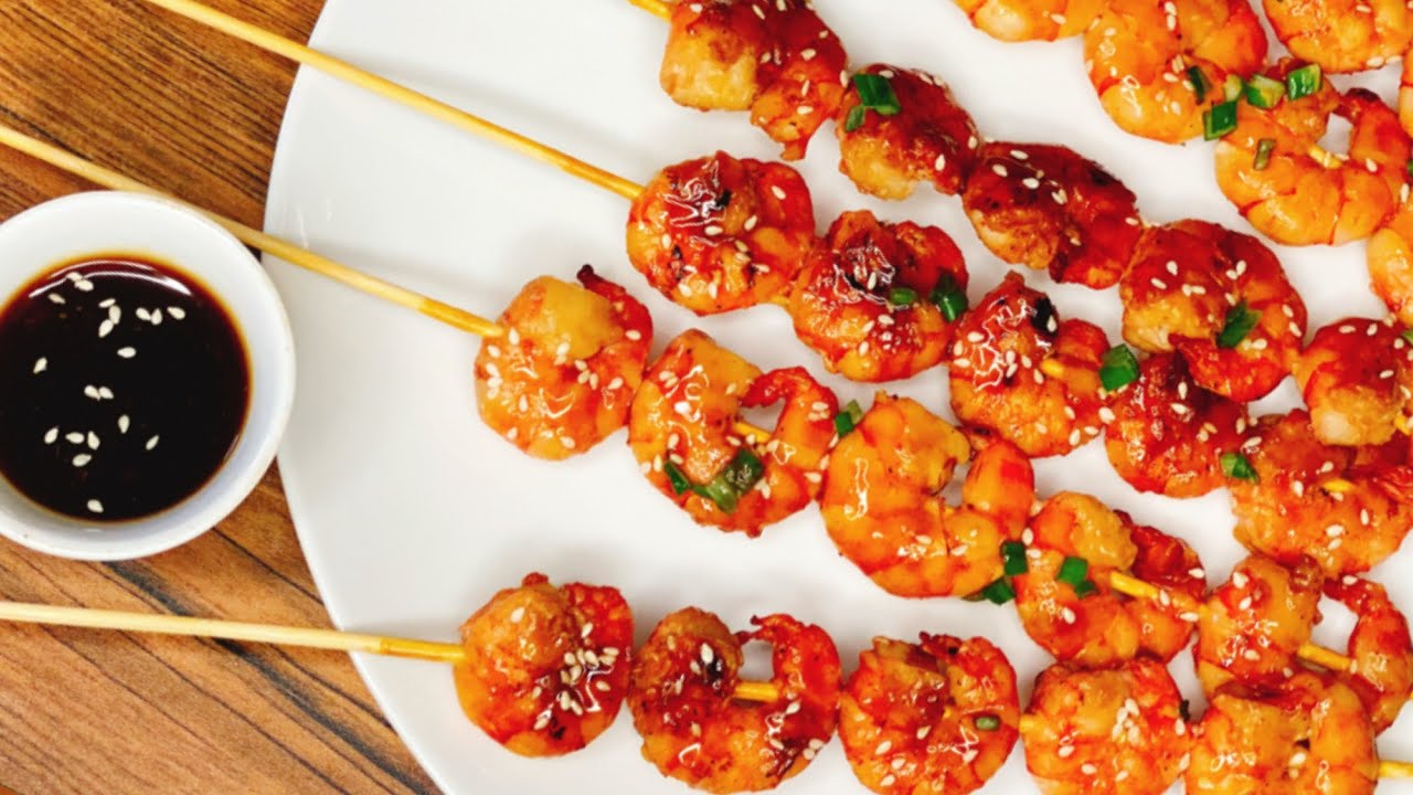 BROCHETA de LANGOSTINOS en SALSA TERIYAKI | Gambas con Salsa Teriyaki Receta