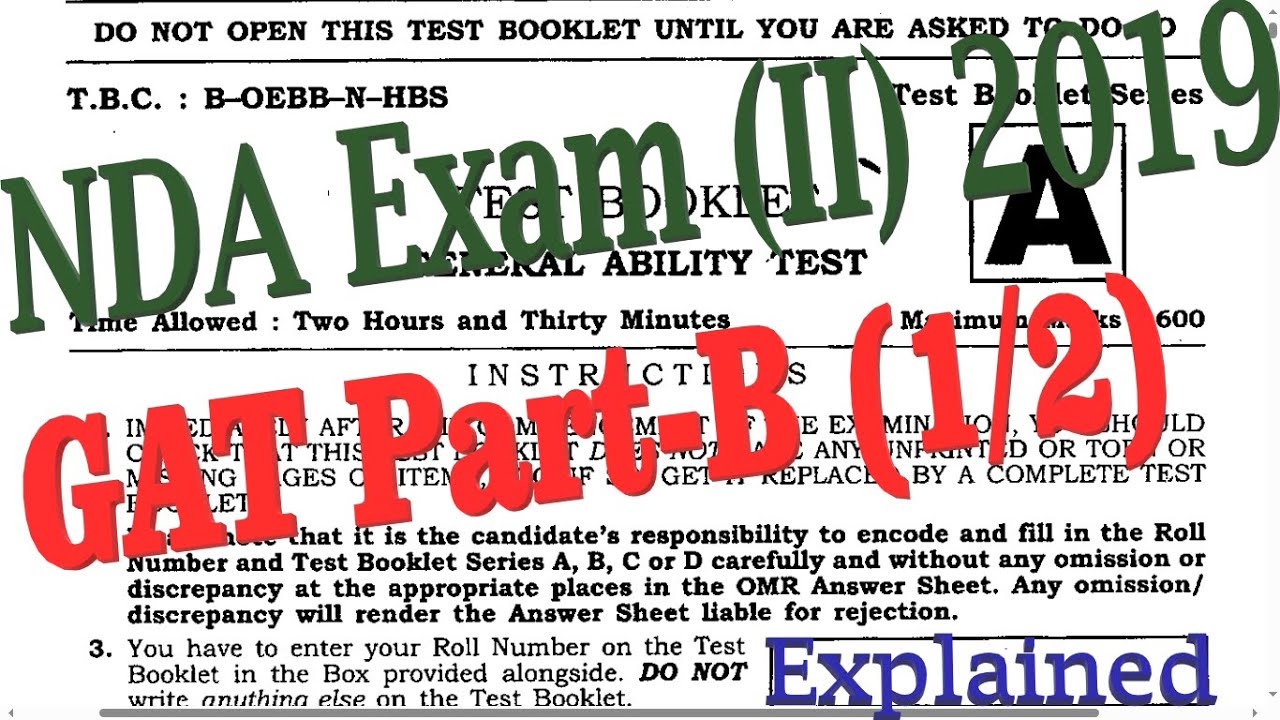 NDA Exam (II) 2019_GAT (1)|| nda previous year question paper, nda pyq ||Explained|| #nda #cds #upsc