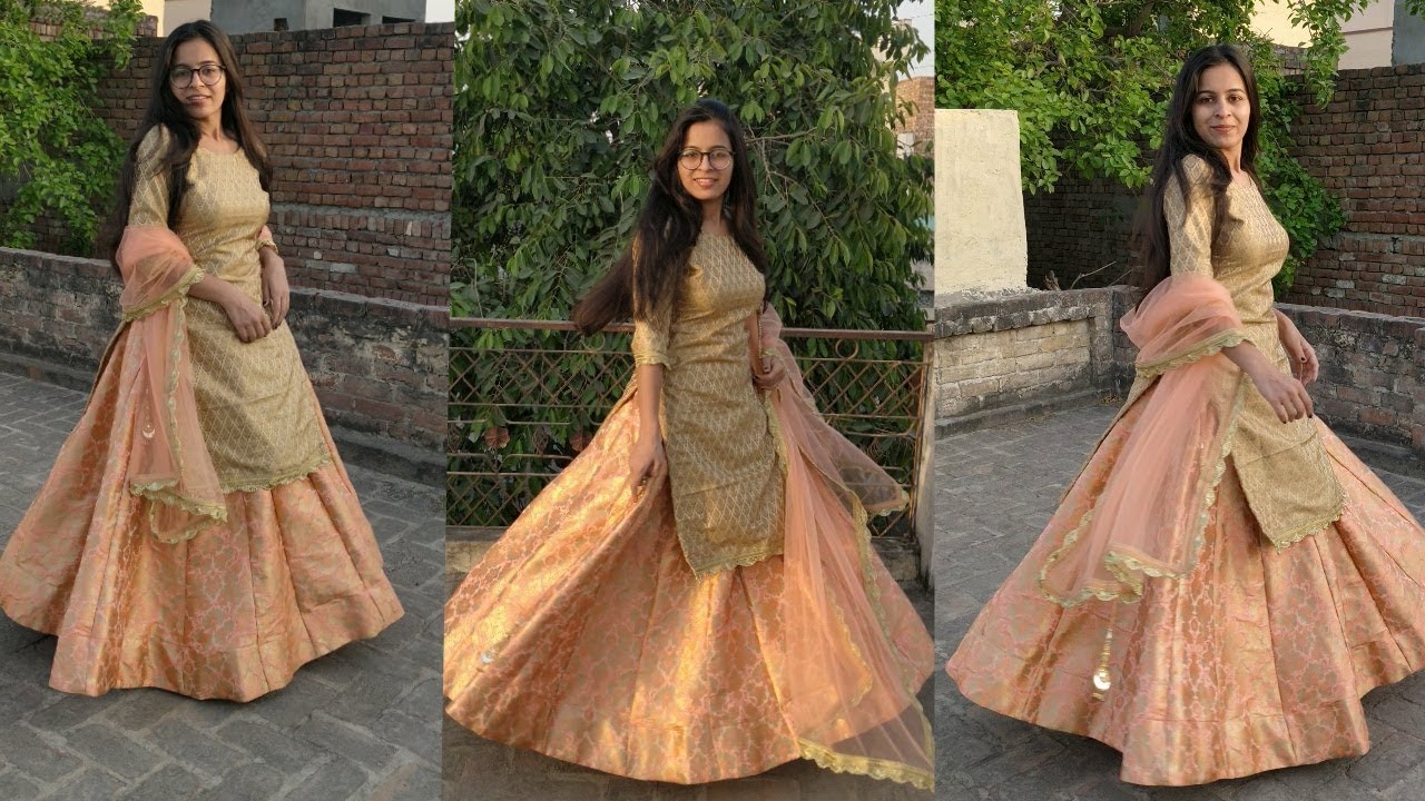Heavy Anarkali full making with can can inside