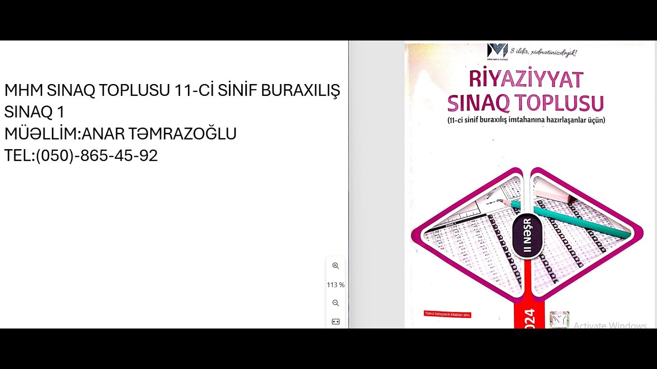 MHM 70 SINAQ 11-Cİ SİNİF BURAXILIŞ SILNAQ 1