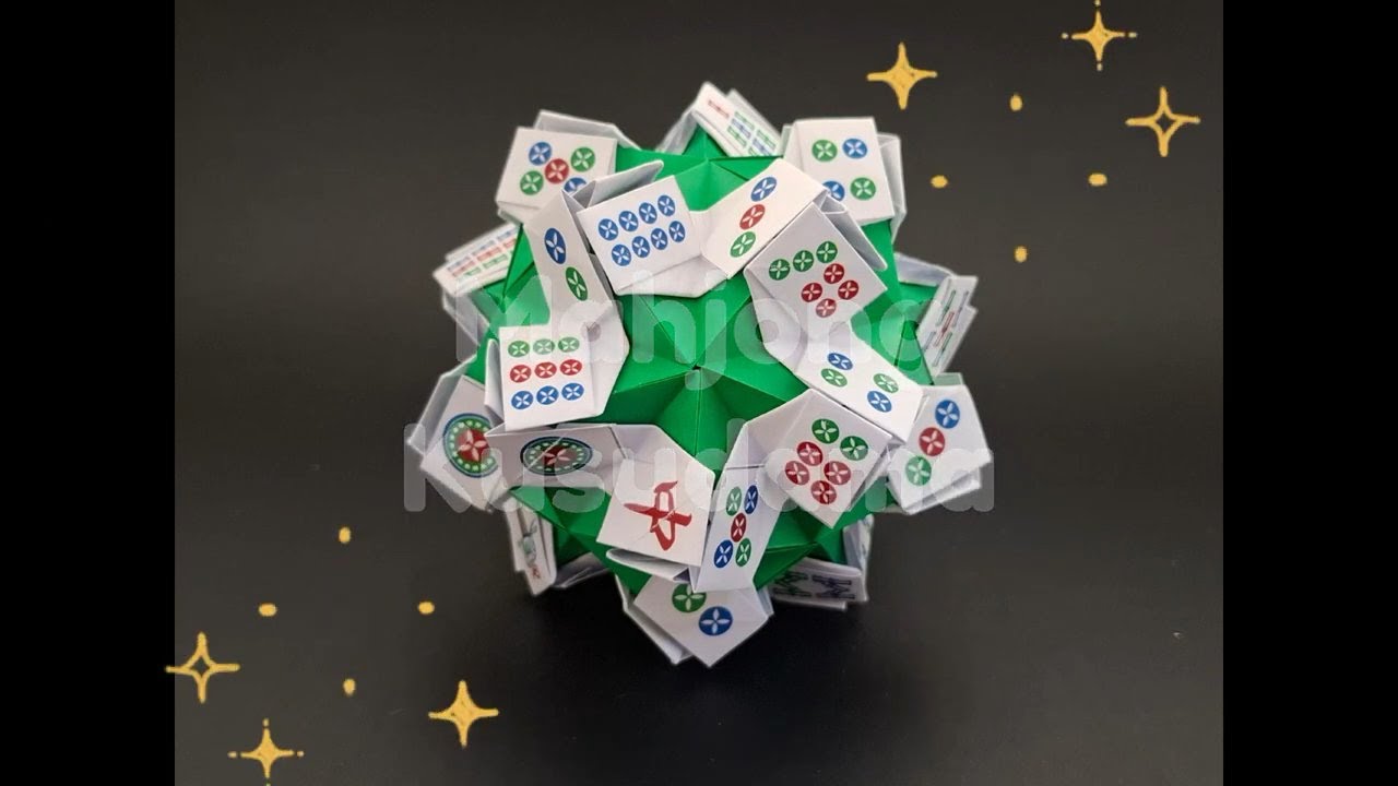 Mahjong Kusudama 【麻雀•くす玉】ユニット折り紙 Modular Origami - PrwOrigami Folding Tutorial