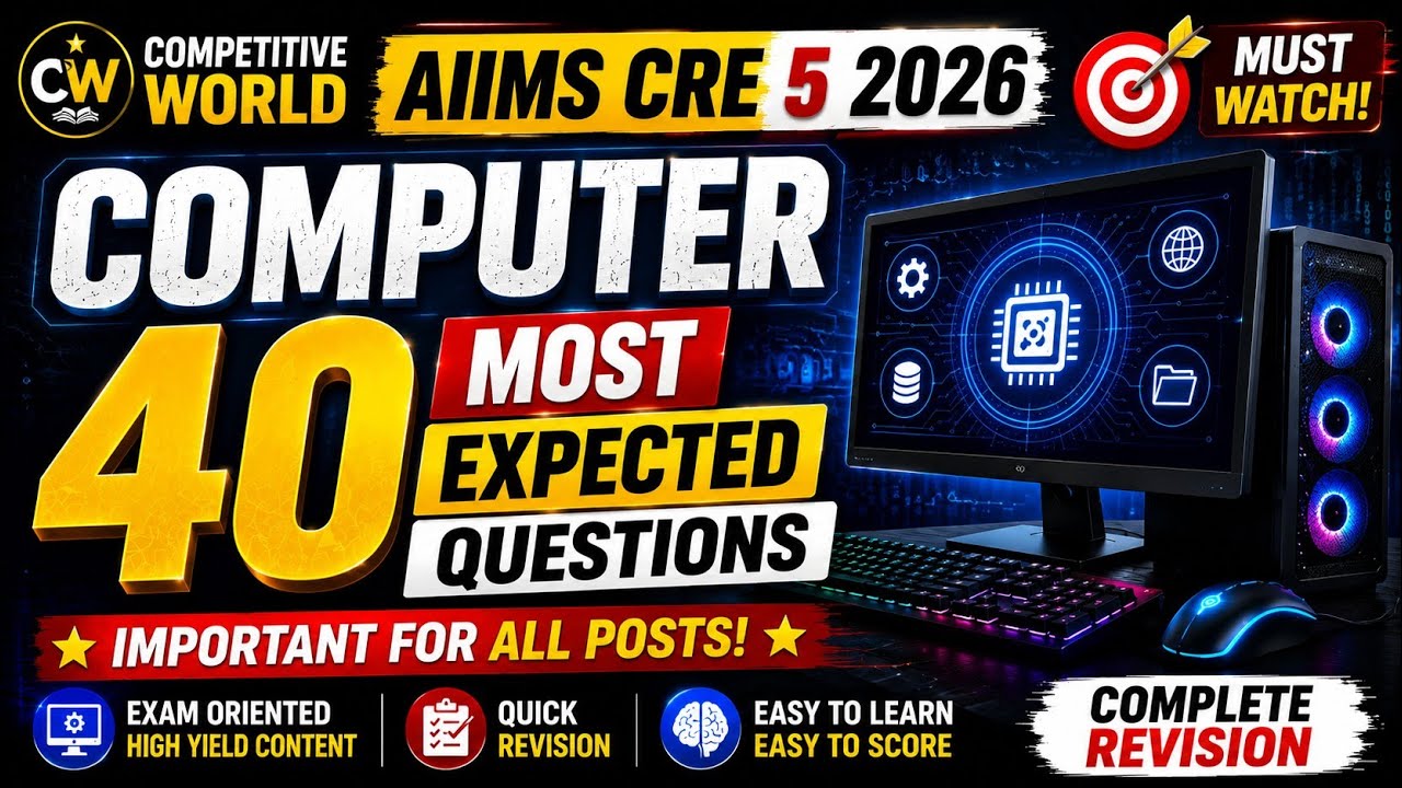 Top 40 Most Expected Computer Questions | AIIMS CRE-5 2026 | Complete Revision | Competitive World