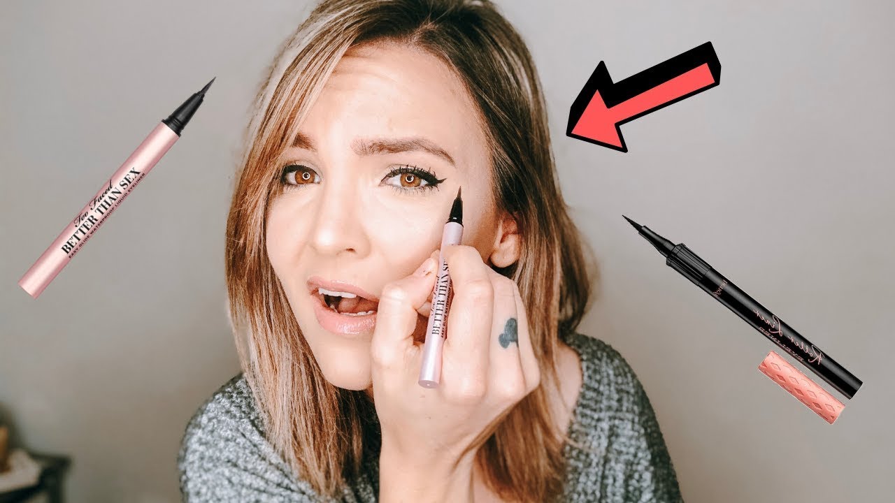 Too Faced Better Than Sex Eyeliner VS Benefit Roller Eyeliner REVIEW AND COMPARISON!!