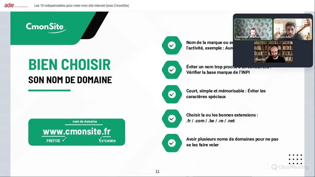 Webconférence de l'Adie : Les 10 indispensables pour créer mon site internet avec CmonSite