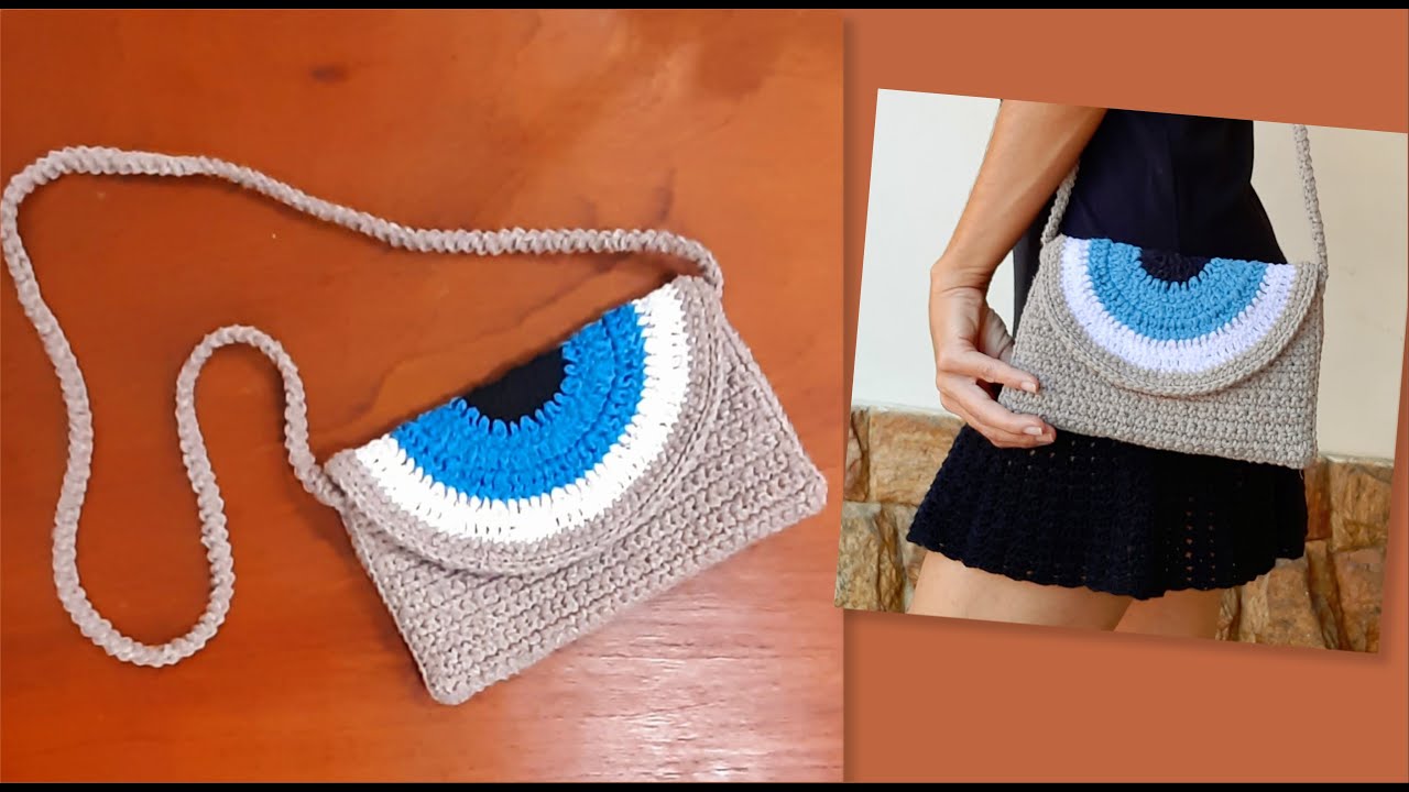 BOLSA OLHO GREGO  -  CROCHÊ BARBANTE