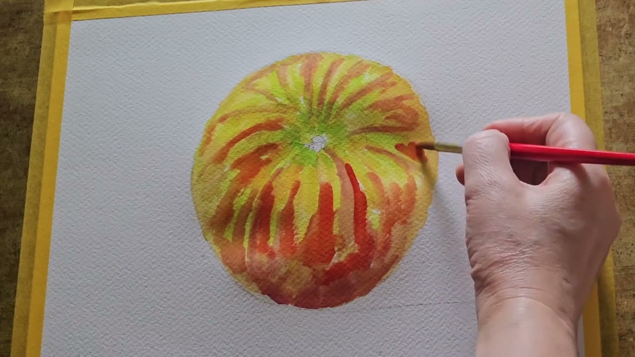 여왕벌의 수채화 🍎 가을 햇살 머금은 사과 한 알 | Watercolor Apple Painting