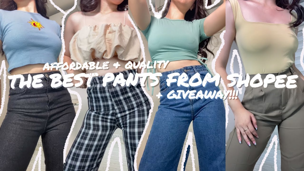 SHOPEE PANTS/ BOTTOMS TRY-ON HAUL | ALL BELOW PHP 300 (QUALITY & AFFORDABLE) + GIVEAWAY!