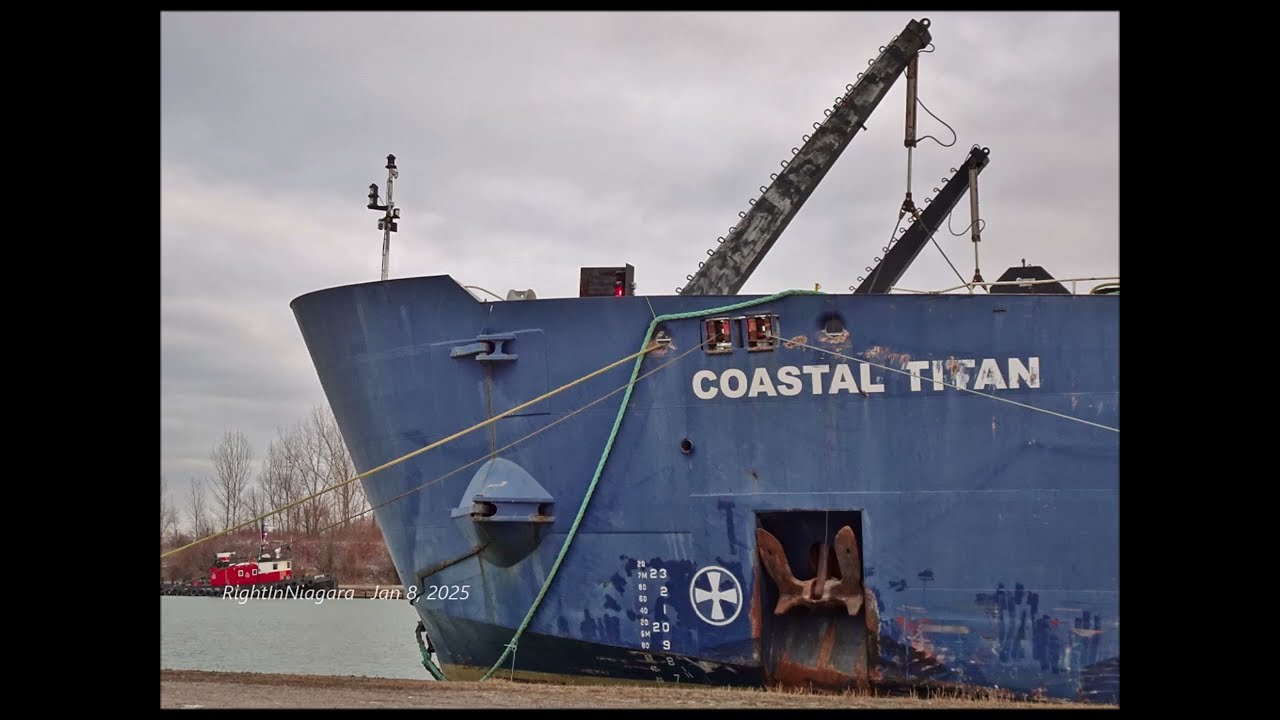 Heavy lift barge COASTAL TITAN carrying a replacement gate for Lock 7, Welland Canal, 2025