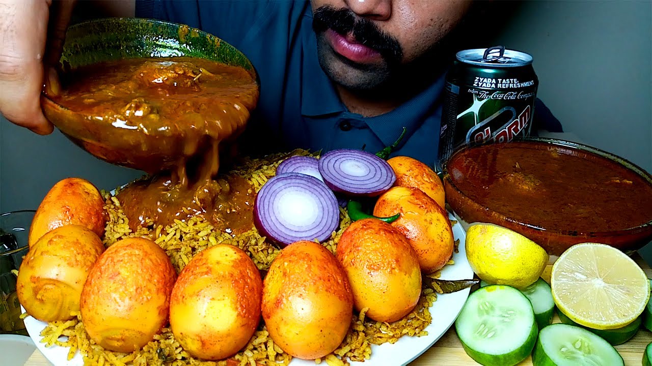 EGG BIRYANI WITH CHICKEN CURRY EATING VIDEO#HungryPiran