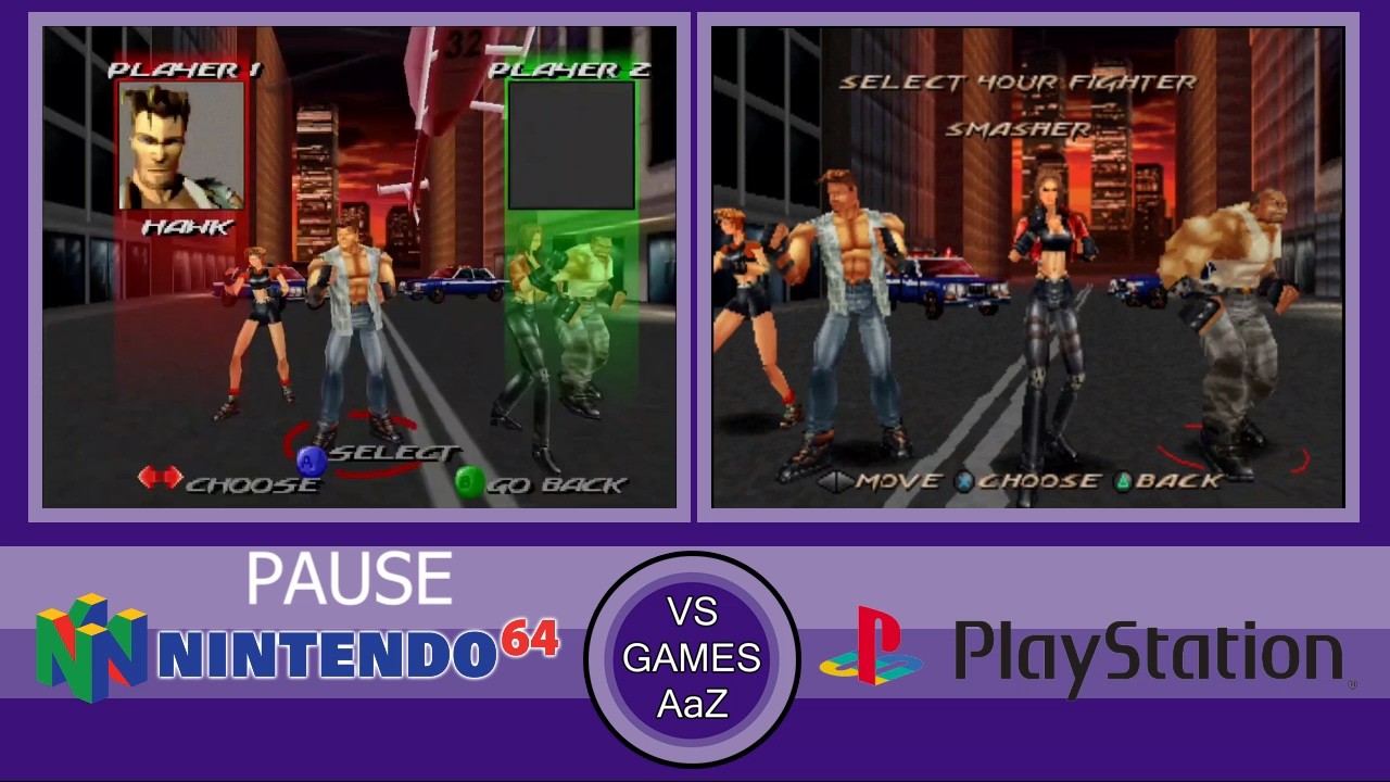Fighting Force - Nintendo 64 VS PlayStation - Side By Side Comparison Graphics