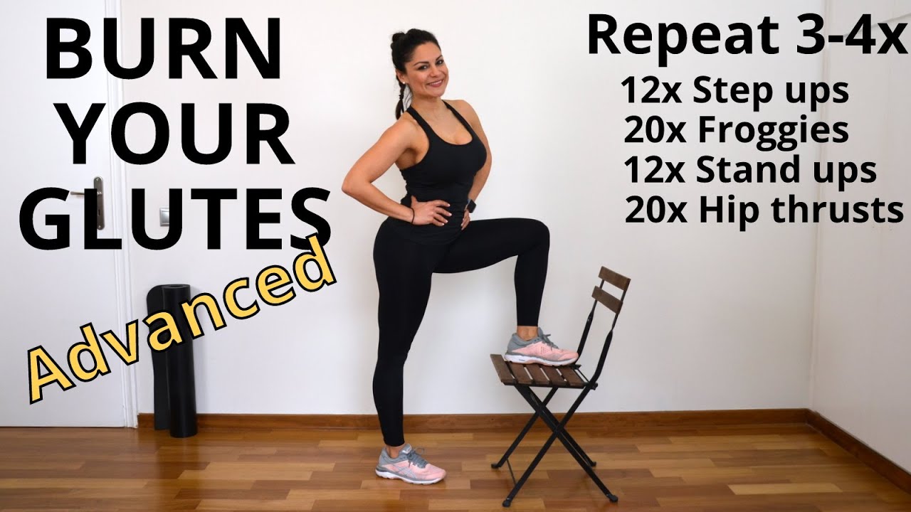 BURN YOUR GLUTES - Chair Workout  Advanced - προχωρημένες ασκήσεις για γλουτούς με καρέκλα