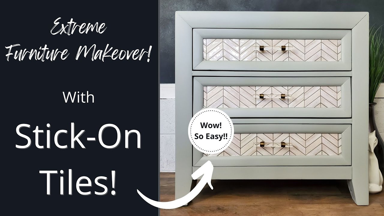 Peel and Stick Tile on Furniture | Adding details to Drawer Fronts!