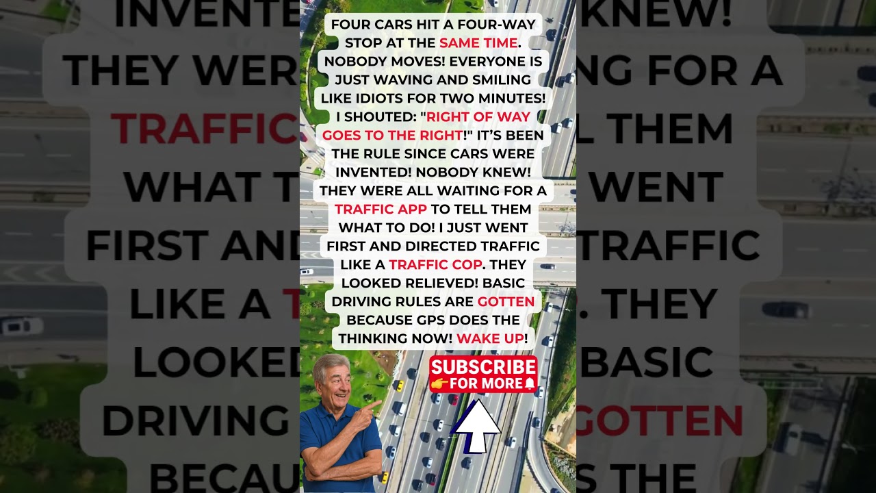 ⭐ RIGHT OF WAY VS TRAFFIC APPS! 🗿🛑 THE BRAIN DRAIN! SIGMA GRANDPA #shorts #cars #driving #tips