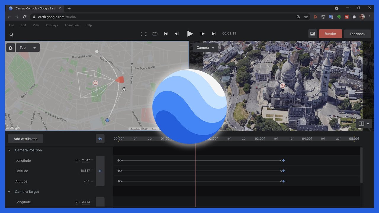 Управляйте своей камерой в Google Earth Studio🌎