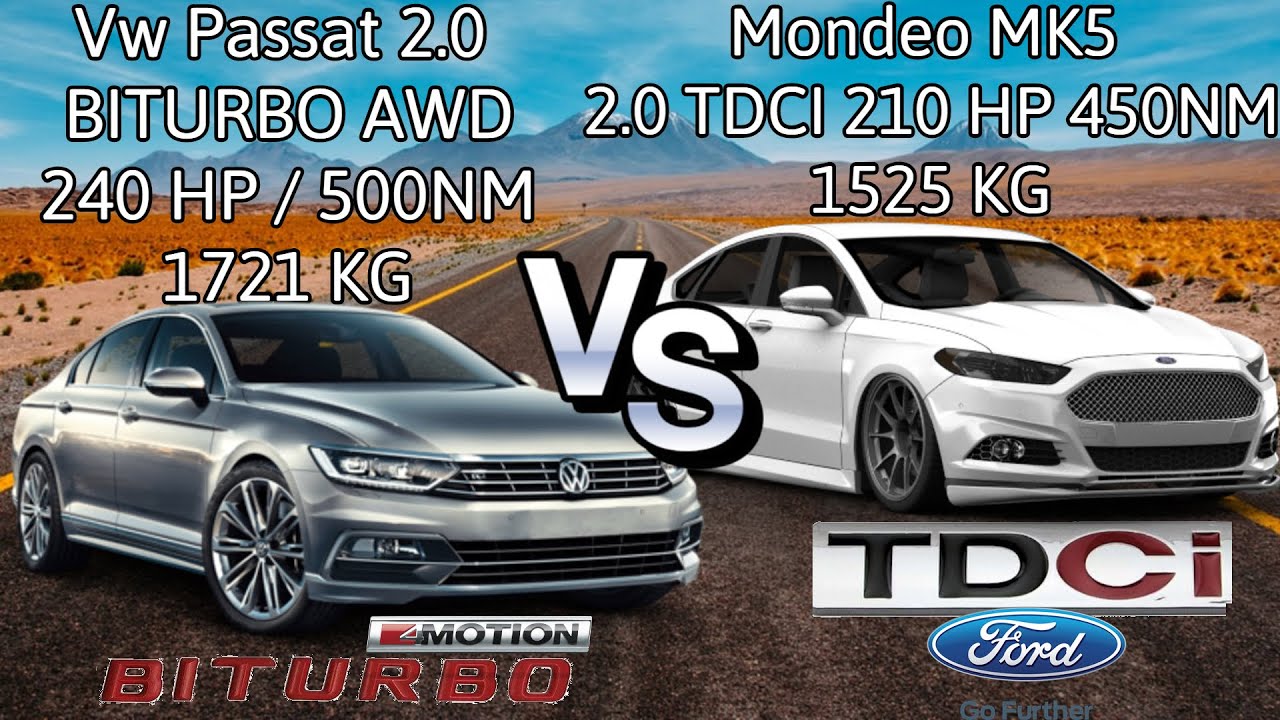 Volkswagen Passat 2.0 BiTDI 4MOTION AWD 240 HP VS  Ford Mondeo 2.0 TDCİ 210 HP-Acceleration 50-200