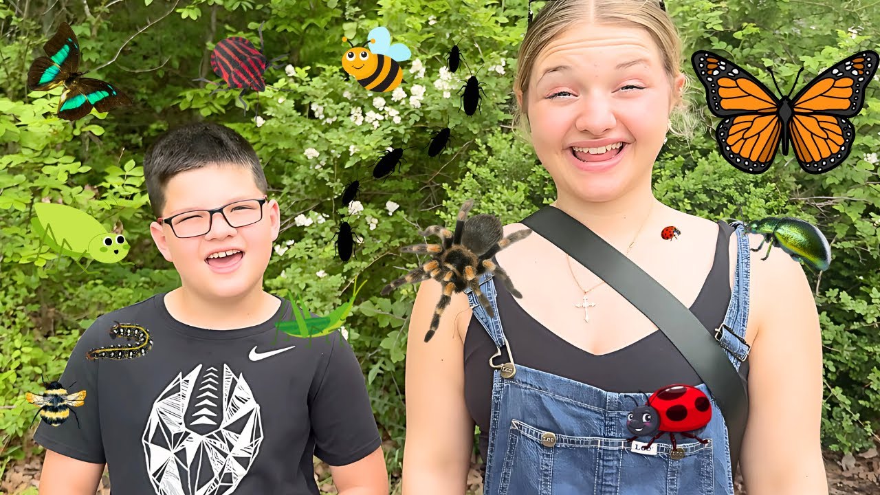 Caleb and Aubrey Look for Bugs, Snakes and Turtles on our Outdoor Bug Hunt!