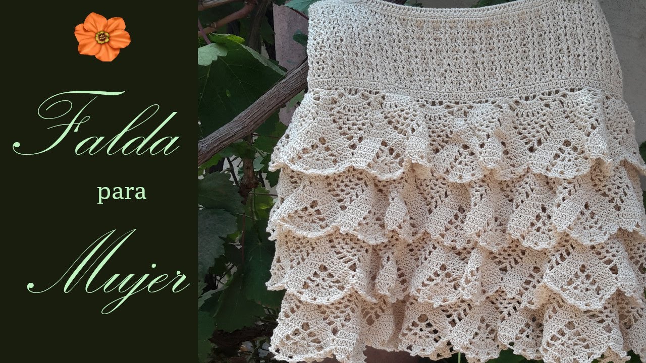 Mini Falda Mujer con Volantes Crochet (Ganchillo) Tutorial Paso a Paso Gratis Facil y Entretenido