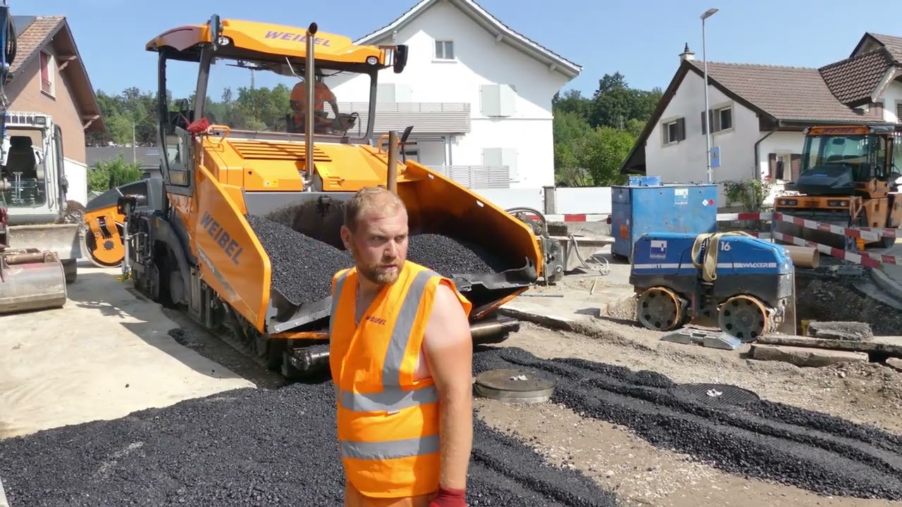 Chantier Goudronnage Matran Route de l'Arney