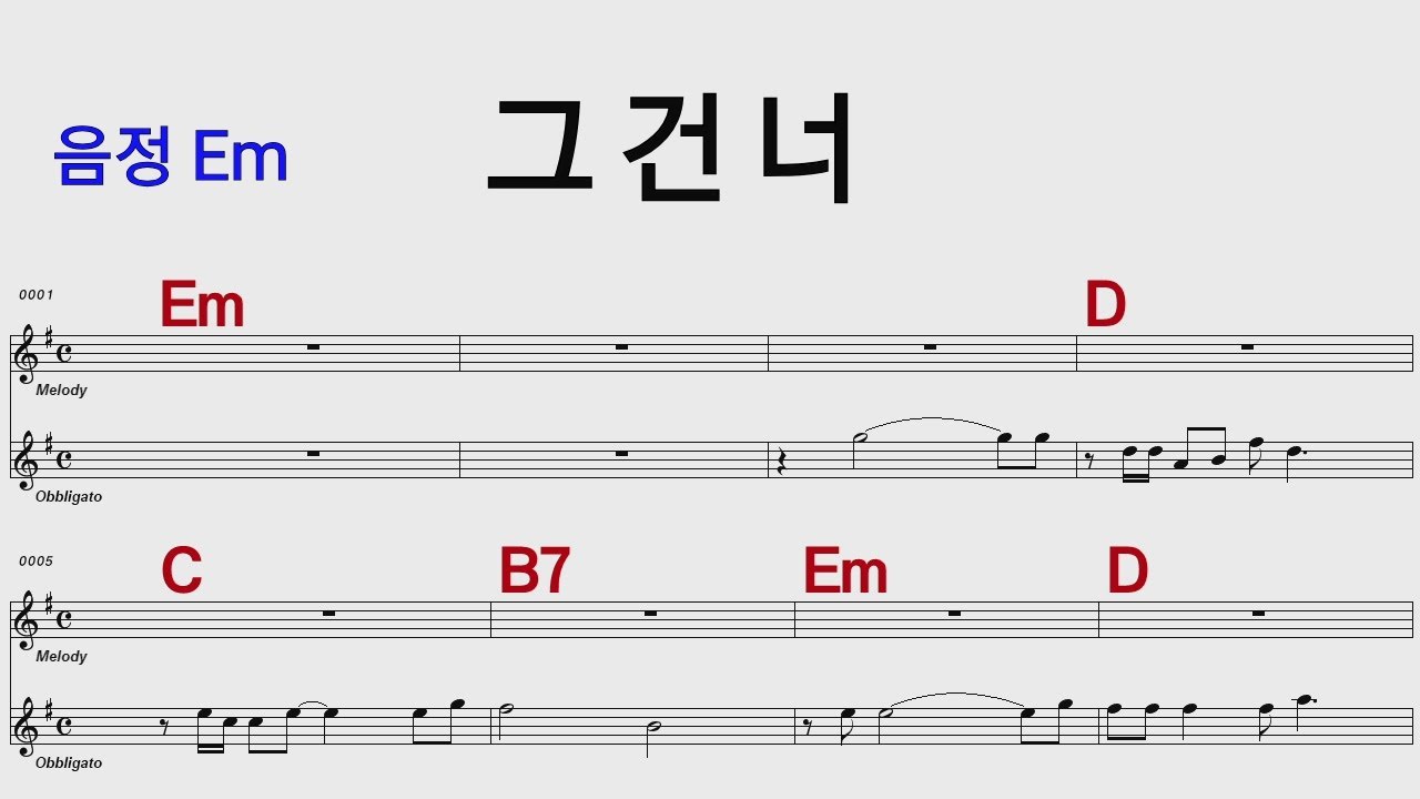 그건너 Em 이장희 /통기타카포.오카리나 악보영상