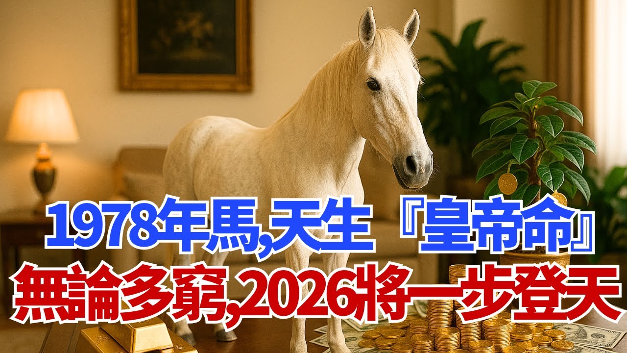 1978年馬：你天生就是『皇帝命』！不管現在多窮，明年2026年之後必將『一步登天』！#1978屬馬 #屬馬運勢 #生肖馬 #2026屬馬運勢 #財運 #偏財運 #命理分析 #生肖馬運程 #戊午馬