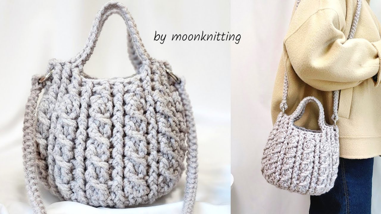 [코바늘 가방]어도러블백♡꽈배기무늬 겨울 미니백, 크로스&토트백 /기호도안첨부crochet bag/moonknitting