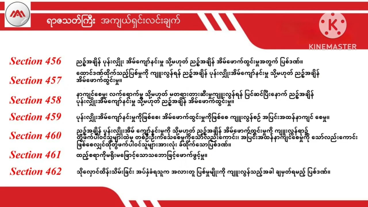 Section 456-462, Penal Code #penalcode #ရာဇသတ်ကြီး 