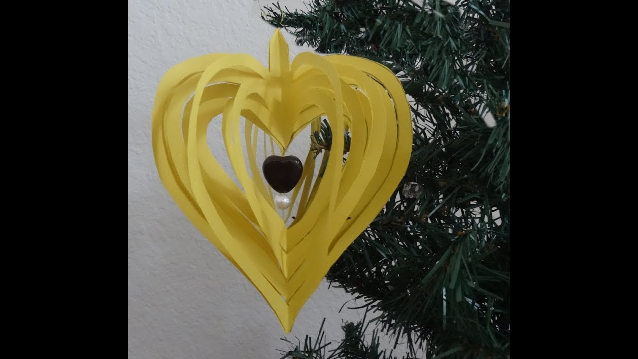 How to make quick and easy paper heart design / Christmas paper ornament